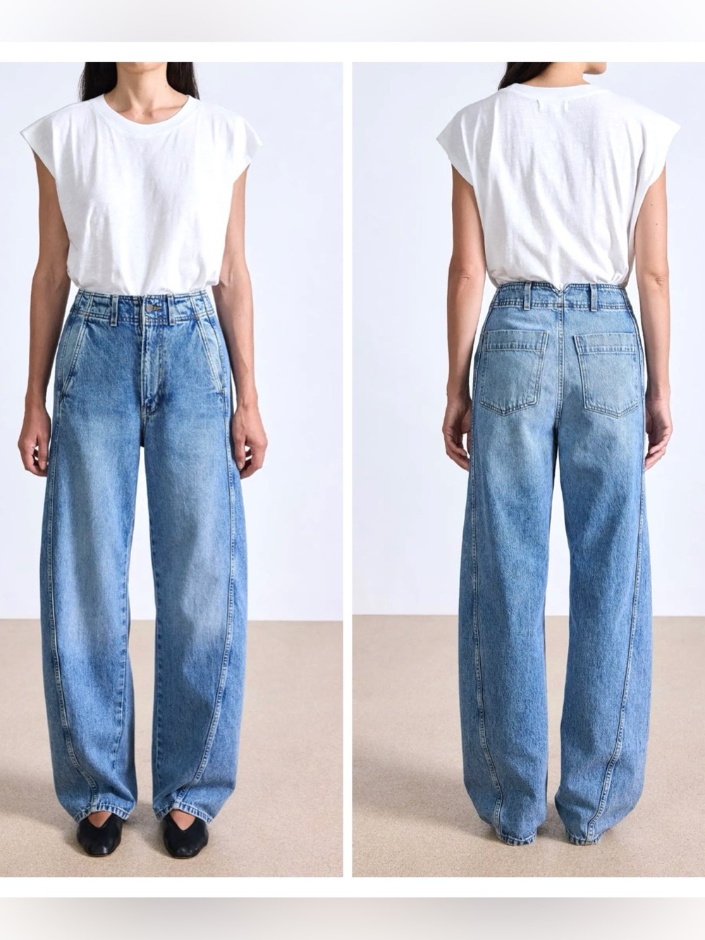 Apiece Apart Meridian Jeans Austin Wash NWT High Rise Wide Barrel Leg Denim 28